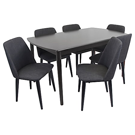 Lumisource Tintori Table Set, 6 Chairs, Black