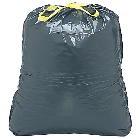 Webster® Drawstring Trash Can Liners, 30 Gallons, 1.2 Mil Thick, 30" x 34", Black, Box Of 200