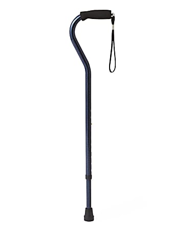 Medline Adjustable Aluminum Offset-Handle Cane, 29" - 38"H, Blue Ice