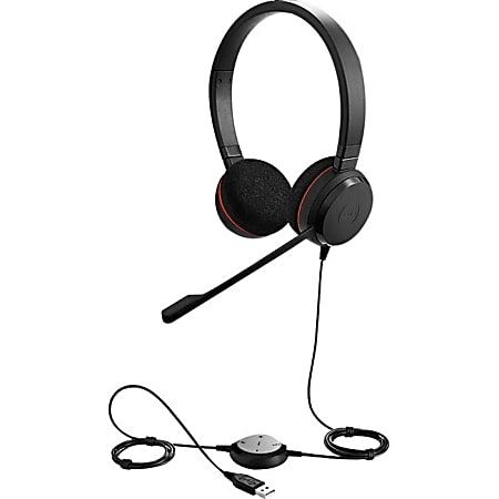 Jabra EVOLVE 20 Headset - Stereo - USB Type C - Wired - 32 Ohm - 150 Hz - 7 kHz - Over-the-head - Binaural - Supra-aural - 3.12 ft Cable - Noise Cancelling Microphone - Black