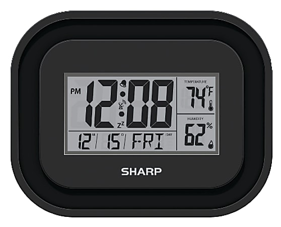 Sharp® Atomic Clock, 9 5/8"H x 9 13/16"D x 1 7/16"D, Black