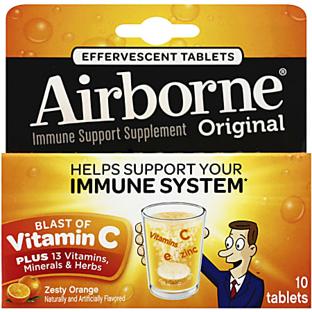 Airborne® Tablets, Orange, Pack Of 10