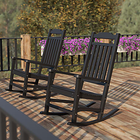 Flash Furniture Winston All-Weather Rocking Chairs, Black, Set Of 2 Chairs