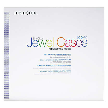Memorex Slim CD Jewel Cases Clear Pack Of 100 - Office Depot