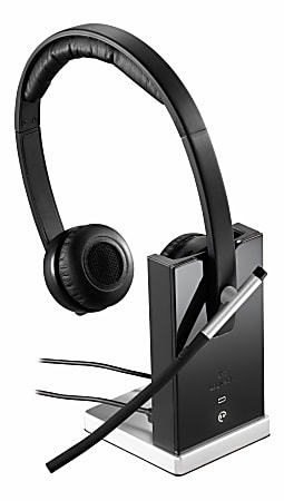 Logitech Wireless Headset H820e - Stereo - Wireless - DECT - 328.1 ft - 150 Hz - 7 kHz - Over-the-head - Binaural - Circumaural - Bi-directional Microphone - Noise Canceling