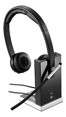 Logitech Wireless Headset H820e - Stereo - Wireless - DECT - 328.1 ft - 150 Hz - 7 kHz - Over-the-head - Binaural - Circumaural - Echo Cancelling, Noise Cancelling Microphone