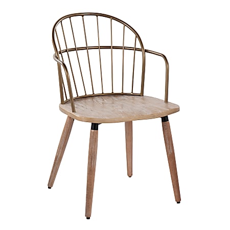 LumiSource Riley Industrial Chair, Antique Copper/White Washed