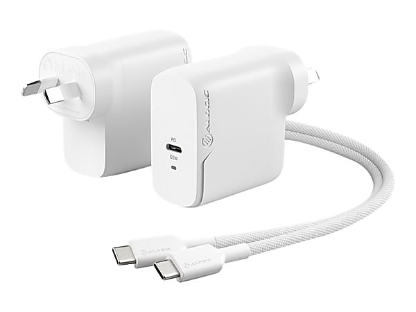 ALOGIC Rapid Power 1X65 GaN Charger - Power adapter - 65 Watt - 3.25 A - PD 3.0 (USB-C) - on cable: USB-C - white - United States