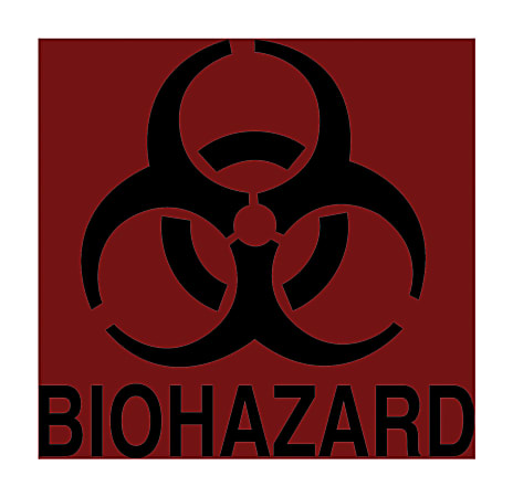 Rubbermaid Commercial 6" Square Biohazard Label - Permanent Adhesive - "BIOHAZARD" - 6" Width x 6" Length - Square - Fluorescent Red Orange - Paper - 1 Each