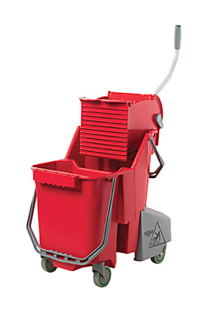 Unger 32 Qt Dual Compartment Mop Bucket - 31.7 quart - Handle - 40 ft x 31.7 ft x 40 ft - Red - 1 Carton
