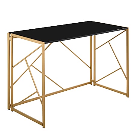 LumiSource Folia 45"W Desk, Black/Gold