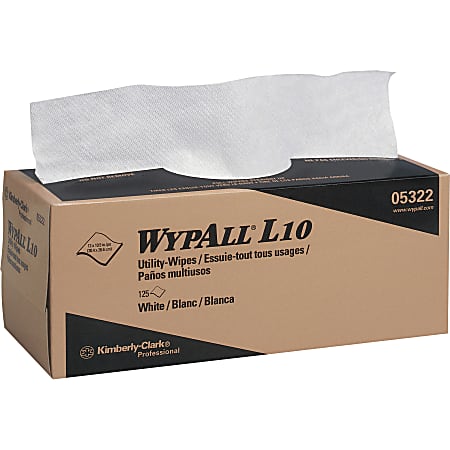 WypAll™ L10 1-Ply Utility Wipes, White, Box Of 125