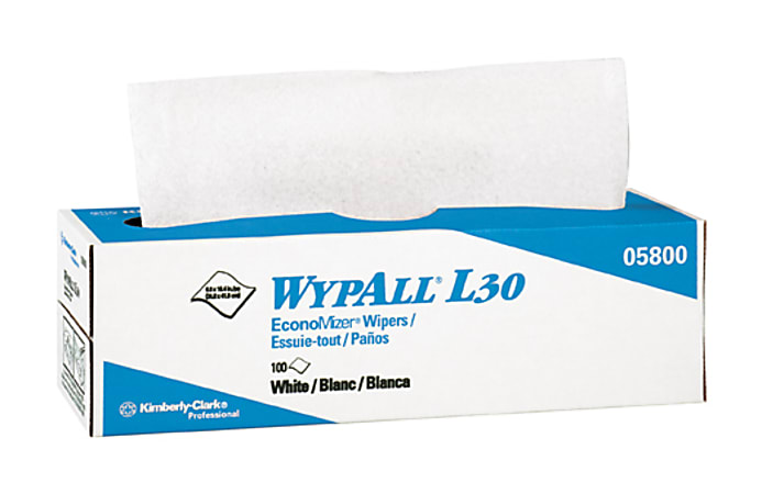 WYPALL L30 Wipers, 9 4/5" x 16 2/5", 100 Wipe Per Box, Carton Of 8 Boxes
