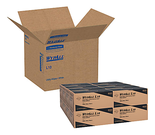 Wypall L10 Utility Wipes - Wipe - 125 / Box - 18 / Carton - White