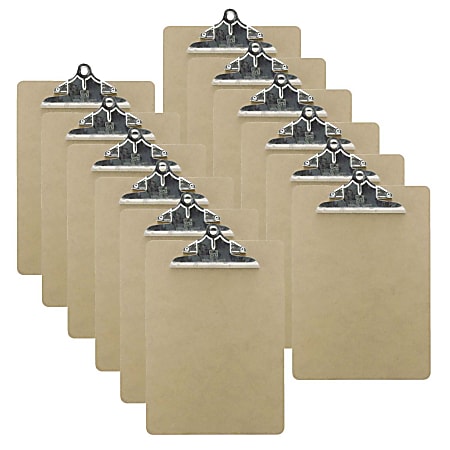 Charles Leonard Masonite Clipboards, 8 1/2" x 11", Brown, Pack Of 12