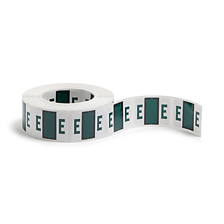 Smead&reg; BCCR Bar-Style Permanent Alphabetical Labels, E, Dark Green, Roll Of 500