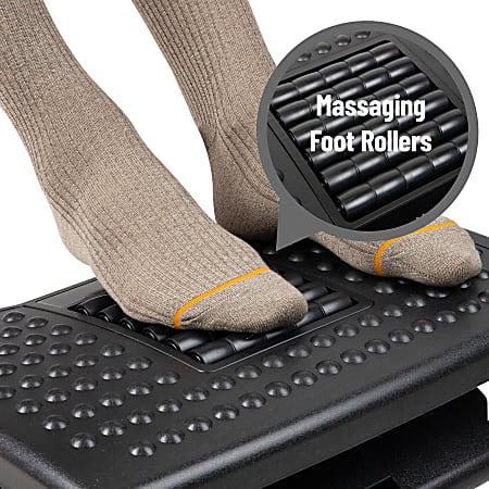 Mind Reader Anchor Collection Adjustable Ergonomic Foot Rest with Massage  Rollers 6 34 H x 13 W x 18 D Black - Office Depot