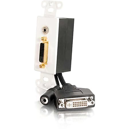 C2G DVI and 3.5mm Audio Pass Through Decorative Style Wall Plate - White