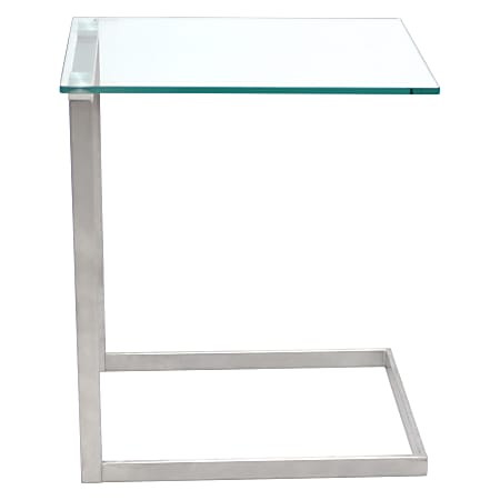 Lumisource Zenn Square End Table ClearChrome Office Depot