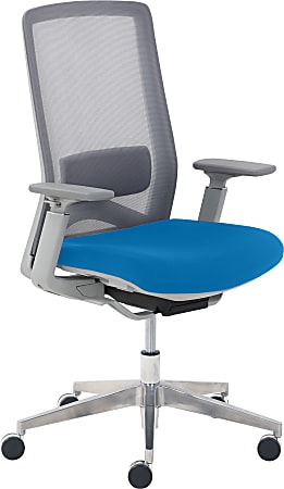 True Commercial Melbourne Mesh/Fabric Mid-Back Chair, Blue/Off-White