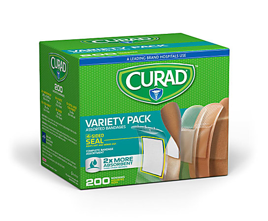 CURAD® Bandage Variety Packs, Assorted Sizes, Tan, Case Of 24