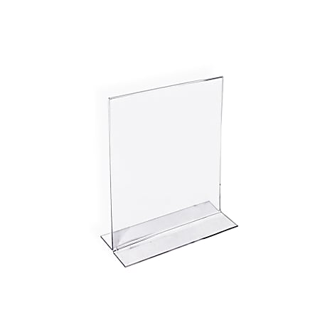 Azar Displays Double-Foot Acrylic Sign Holders, 7" x 5", Clear, Pack Of 10