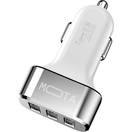 MOTA High speed 3 Port USB Car Charger 5.1A Tablet and Phones - White