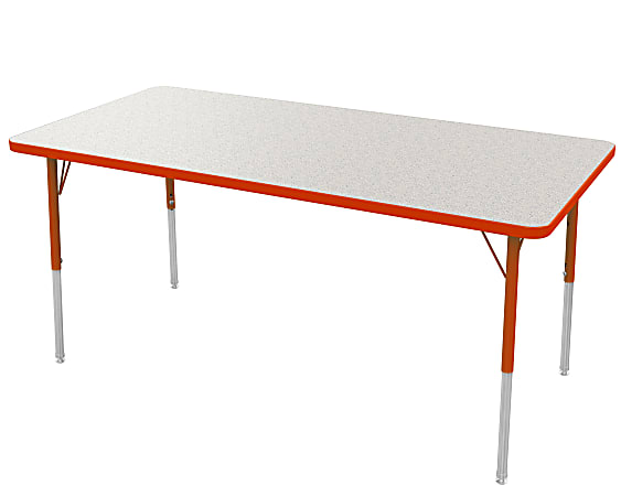 Marco Group 30" x 60" Activity Table, Rectangular, 21 - 30"H, Gray Glace/Red