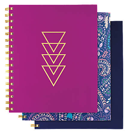 Divoga® Boho Luxe Spiral Notebook, 8 1/2" x 6", College Ruled, 3 Subjects, 240 Pages (120 Sheets), Multicolor