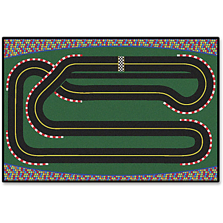 Carpets for Kids® KID$Value Rugs™ Super Speedway Racetrack Rug, 3' x 4 1/2' , Green