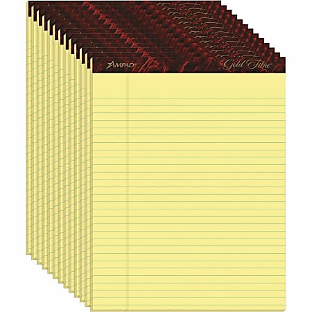 Ampad Gold Fibre Premium Rule Writing Pads - Letter - 50 Sheets - Watermark - Stapled/Glued - 0.34" Ruled - 20020