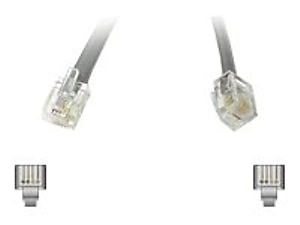 C2G 75ft RJ11 Modular Telephone Cable - RJ-11 Male - RJ-11 Male - 75ft - Silver