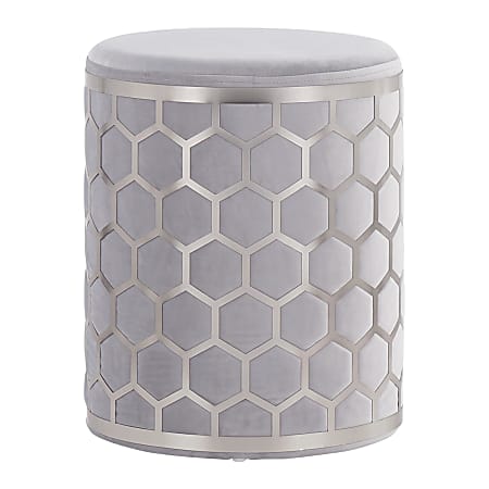 LumiSource Honeycomb Ottoman, Chrome/Silver