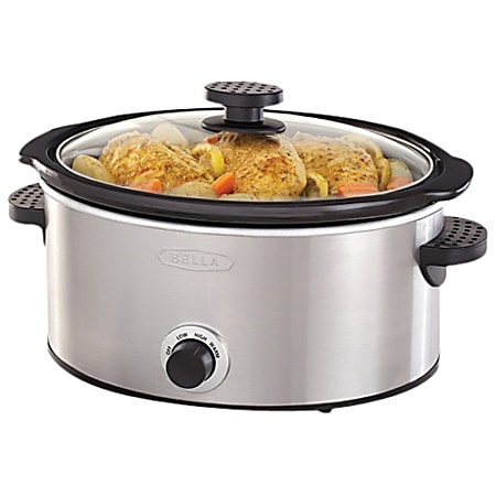Bella 5 Qt Manual Slow Cooker Stainless Steel