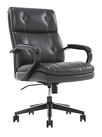 Serta SitTrue Belterra Faux Leather Mid Back Manager Chair Black - Office Depot