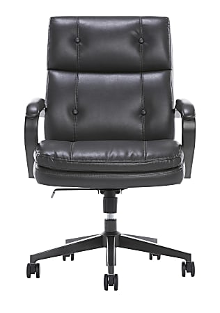 Serta SitTrue Belterra Faux Leather Mid Back Manager Office Chair Black Office Depot