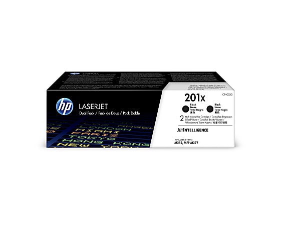 HP 201X High-Yield Black Toner Cartridges, Pack Of 2, CF400XD