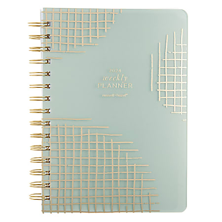 2023-2024 Russell+Hazel A5 15-Month Weekly/Monthly Planner, 5-7/8" x 8-1/4", Green Dots And Gold Foil, October to December, 78825