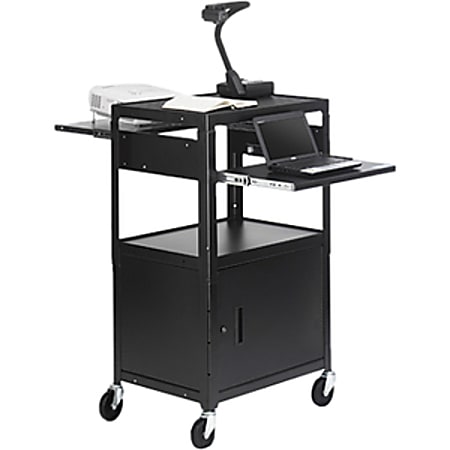 Bretford CA2642DNS-E5 Multimedia Cabinet Cart - Up to 20" Screen Support - 3 x Shelf(ves) - Hinged Door - 43" Height x 24" Width x 18" Depth - Steel - Black