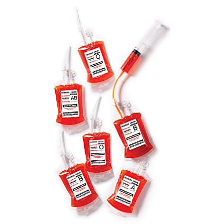 Amscan Halloween Blood Bag Drink Pouches, 12-1/2”H x 4”W, Pack Of 10 Pouches