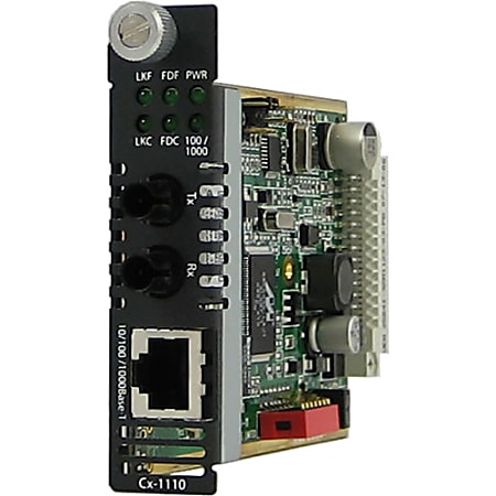 Perle C-1110-M2ST05 Gigabit Ethernet Media and Rate Converter - 1 x Network (RJ-45) - 1 x ST Ports - 1000Base-SX, 10/100/1000Base-T - Internal