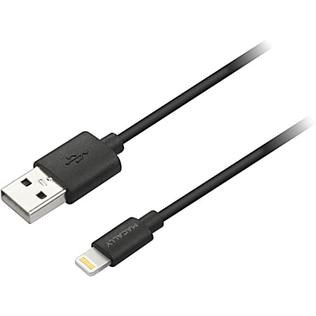 Macally 3FT Lightning to USB Cable - 3 ft Lightning/USB Data Transfer Cable for iPhone, iPad, iPod - First End: 1 x Lightning Male Proprietary Connector - Second End: 1 x Type A Male USB - MFI - Black