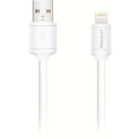 Macally 10FT Extra Long Lightning to USB Cable - 10 ft Lightning/USB Data Transfer Cable for iPhone, iPad, iPod - First End: 1 x Lightning Male Proprietary Connector - Second End: 1 x Type A Male USB - MFI - White