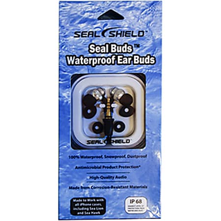 Seal Shield Seal Buds Headphones w/o Microphone - Stereo - Blue, Silver - Mini-phone (3.5mm) - Wired - 32 Ohm - Earbud - Binaural - In-ear - 3.94 ft Cable