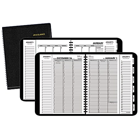 AT-A-GLANCE Triple View Weekly/Monthly Appointment Book, 8 1/4" x 10 7/8", Black, January-December 2017