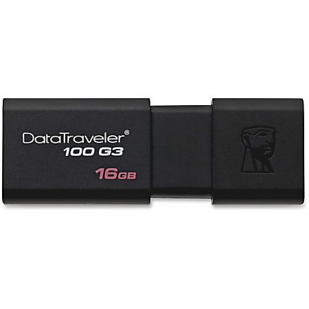 Kingston® DataTraveler® 100 G3 USB 3.0 Flash Drive, 16GB, Black
