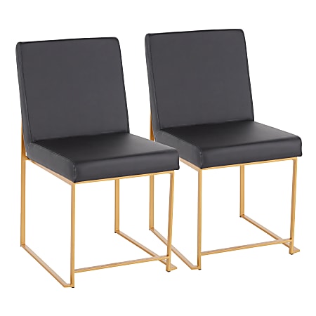 LumiSource Fuji High Back Dining Chairs, Black/Gold, Set Of 2 Chairs