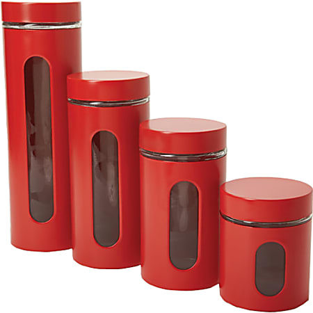 Anchor Hocking 4 Pc. Palladian Cherry Window Cylinder Set - 24 fl oz Food Canister, 1.1 quart Food Canister, 1.4 quart Food Canister, 2 quart Food Canister