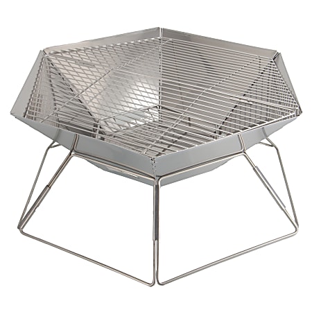 Brentwood® Stainless Steel Portable Folding Charcoal BBQ Grill and Outdoor Fire Pit with Carry Bag, 20-In., BB-6X20SS