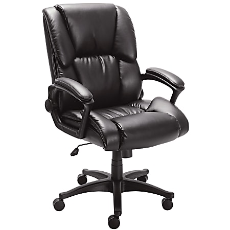 Realspace® Caldina II Bonded Leather Mid-Back Chair, Black